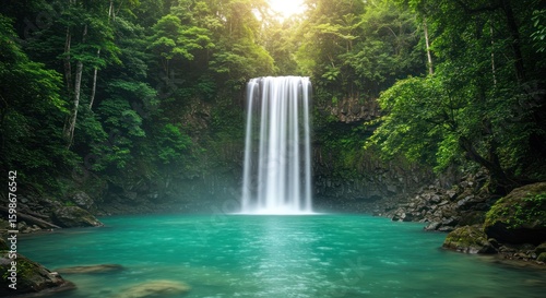 Lush waterfall in a tropical forest (1)