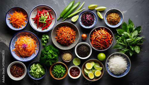 Wallpaper Mural Vibrant arrangement of fresh Asian cuisine ingredients, ready for culinary creation Torontodigital.ca