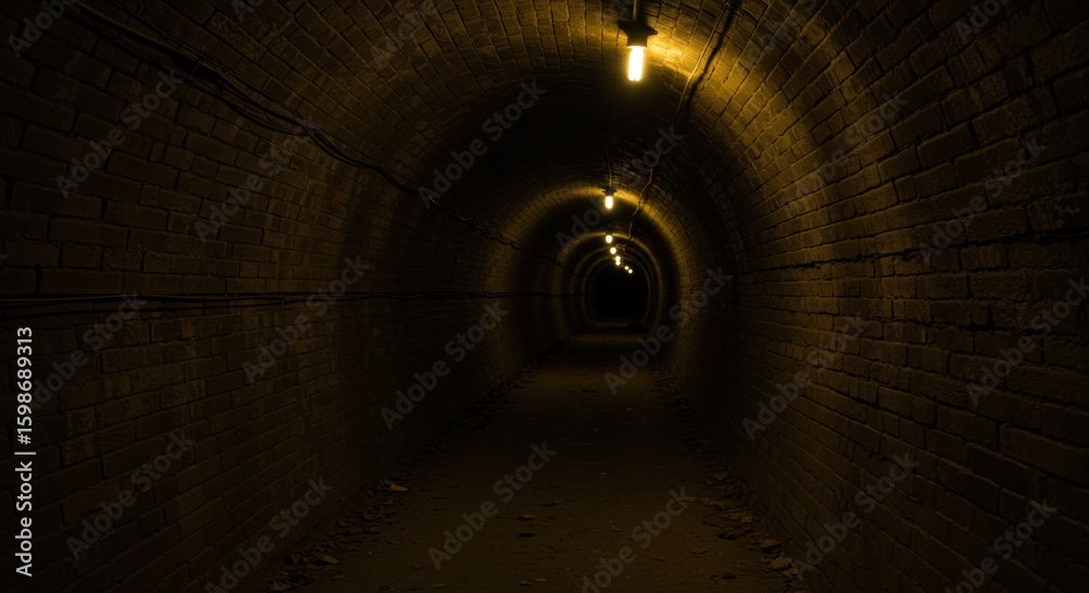 Obraz premium Dark tunnel, brick walls