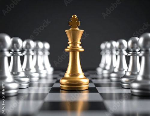 Golden King surrounded by silver pieces