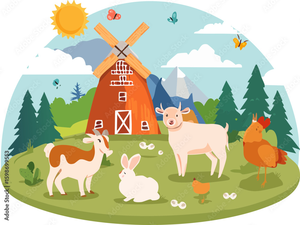 Fototapeta premium farm animals in the forest