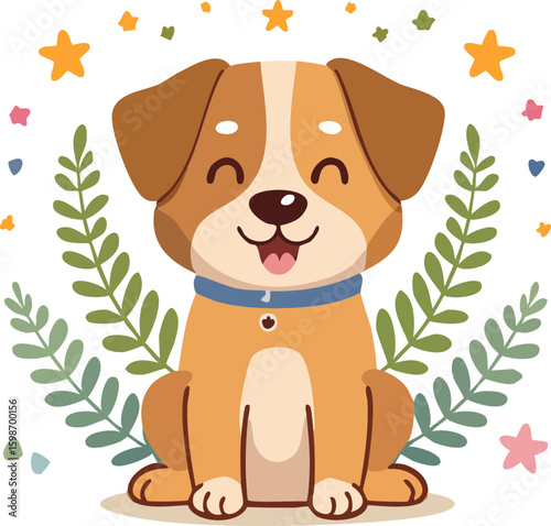 çiçekli bir köpeğin vektör çizimi 