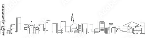 Antwerp Simple Dark Lines Skyline on White Background