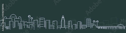 Los Angeles Simple Lines Skyline on Dark Background