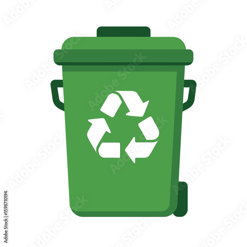 Bright Green Recycling Bin with Universal Symbol - Promoting Sustainable Waste Management