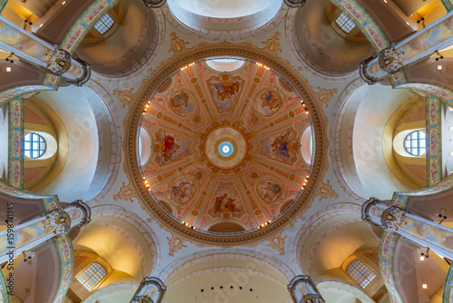 Interior of Frauenkirche (Church of Our Lady), a Lutheran church in Dresden, Germany