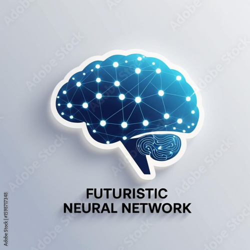 Illustration of a brain with connected nodes representing neural networks and artificial intelligence concept