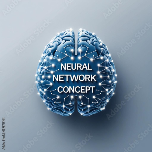 Illustration of a brain with glowing connections representing a neural network and artificial intelligence concept
