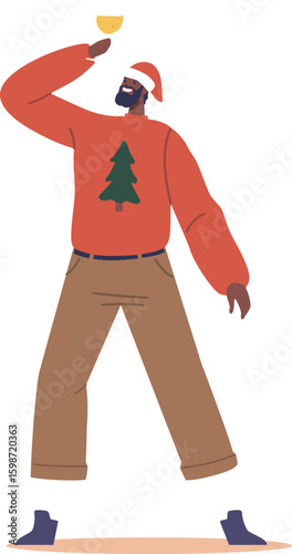 Man cheering wineglass celebrating Christmas