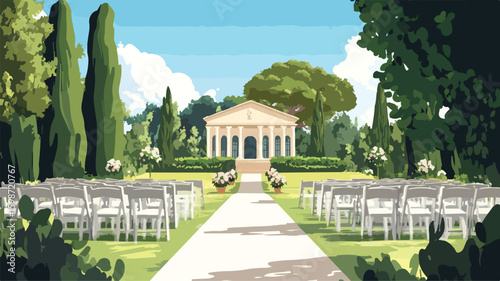 Elegant Wedding Venue Illustration Set