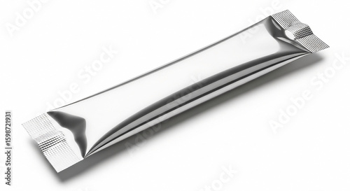 Silver foil stick sachet with textured sealed ends stick pack metallic