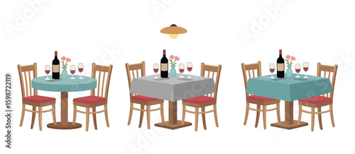 Cozy restaurant dining tables set up for a meal