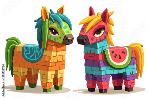 Colorful Cartoon Piñatas: Fun and Festive Animal Characters for Celebration Themes