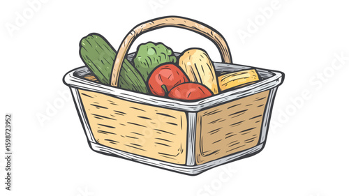 Elegant Metal Basket Engraving Illustration for Creative Design Projects