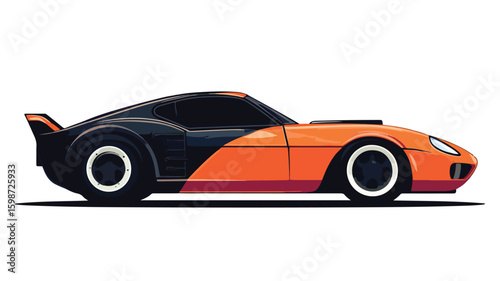 Speedy Car Concept Illustration in Simple Flat Vector Style