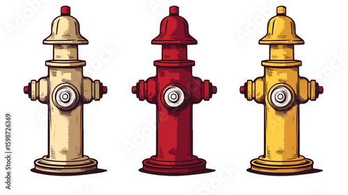 Detailed Fire Hydrant Color Engraving Raster Illustration for Professional Use