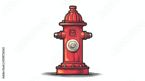 Detailed Fire Hydrant Color Engraving Raster Illustration for Professional Use