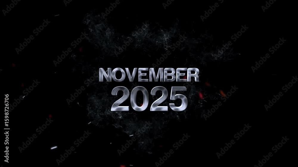 2025 November, The month of November and the year 2025 are presented in a smoky ethereal font with glowing embers against a black canvas 2025 November, The month of November and the year 2025 are presented in a smoky ethereal font with glowing embers against a black canvas