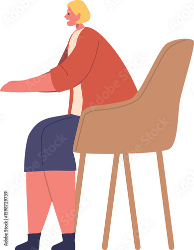 Romantic beloved woman sitting chair