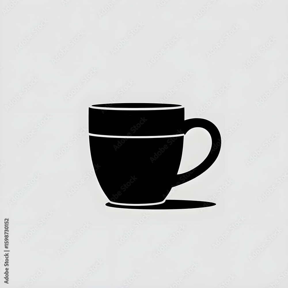 Obraz premium Black color silhouette illustration of a cup with white background 