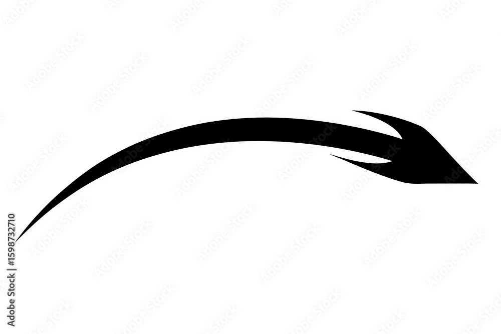 Obraz premium Black curved arrow icon in flat style, isolated on a transparent or white background. Ideal for UI, apps, web design, navigation, and direction symbol projects.