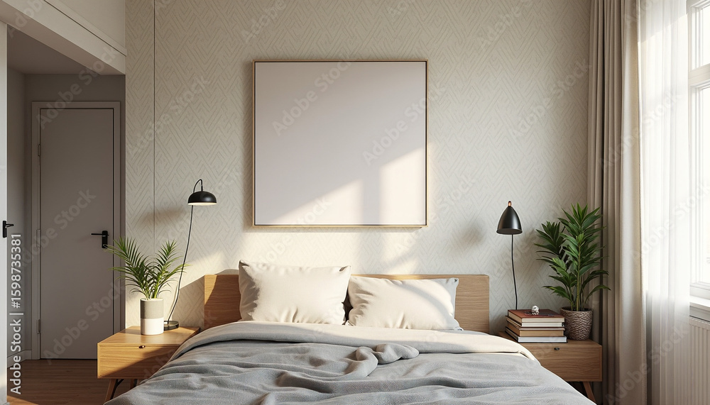 Cozy Modern Bedroom Interior with Comfortable Bed and Stylish Decor Cozy Modern Bedroom Interior with Comfortable Bed and Stylish Decor