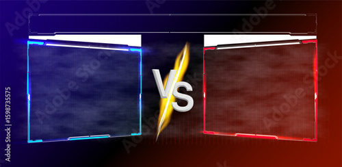 Dynamic visuals showcase a head-to-head competition, featuring vibrant colors on either side. The atmosphere buzzes with energy as teams prepare to battle