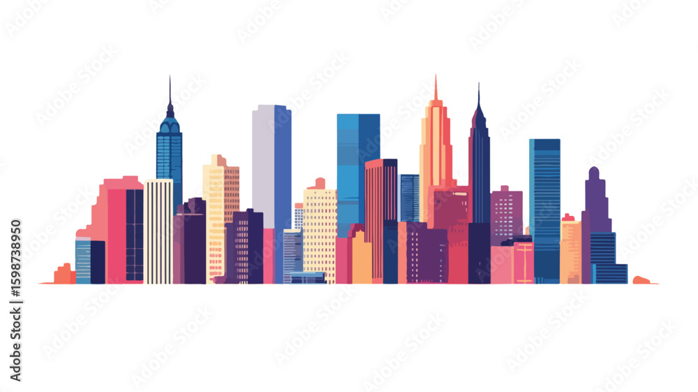 Simple Flat Modern City Skyline Illustration in Vector Art Simple Flat Modern City Skyline Illustration in Vector Art