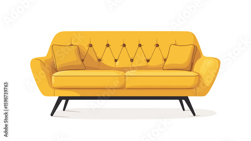 Stylish Modern Yellow Sofa on Clean White Background