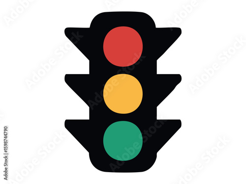 Traffic light illustration of red, yellow, green signal lights, isolated on white background, graphic element. concept of transportation, safety, stoplight, traffic control