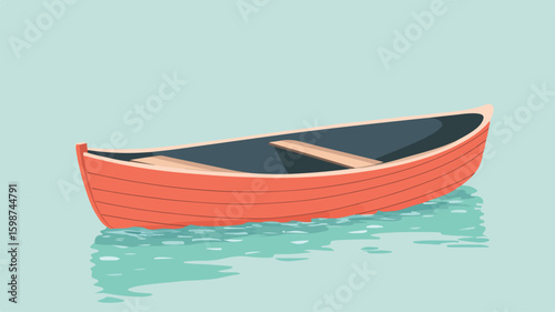 red boat floating on water clip art preview