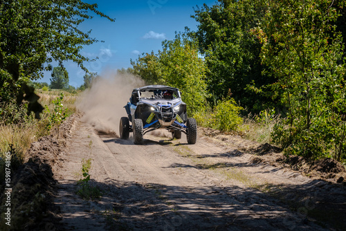 UTV, 4x4 off-road vehicle in summer. Amateur competitions