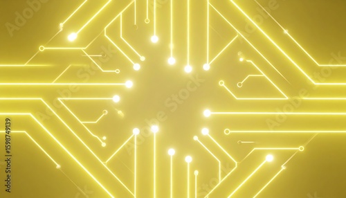 Yellow glowing circuit board pattern