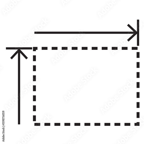 Height and width icons. Dimension, area and perimeter measure concept. Vector illustration