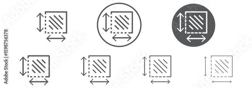 Dimension icons. Height and width icons. Vector illustration isolated on white background