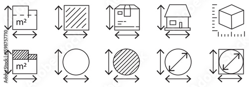 Height and width line icon vector set.