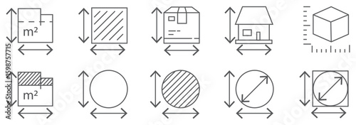 Height and width line icon vector set.