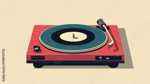 Vintage Vinyl Record Player Illustration for Creative Designs