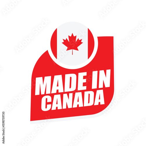 Made in Canada Label with Flag – Vector Badge Design for Country of Origin, Export, and Product Packaging