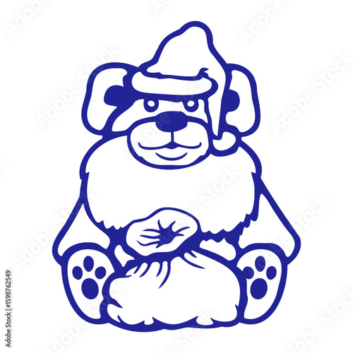 Bear Santa Claus Christmas Hat Happy Celebration Funny