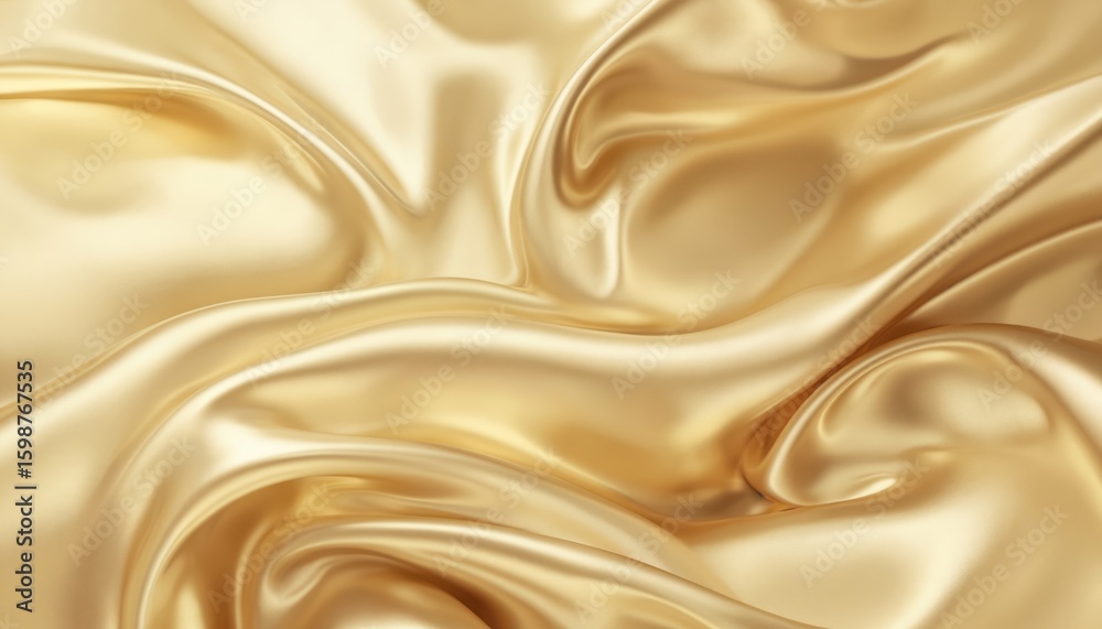 Fototapeta premium Luxurious gold fabric with mesmerizing gradient light effect creating opulent, enchanting scene. Smooth, flowing material reflects light, offering rich, soft texture perfect for elegant backgrounds