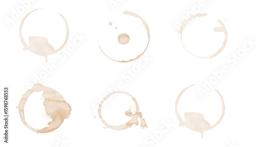 Collection Coffee Stain, Isolated On White Background, Vector Illustration