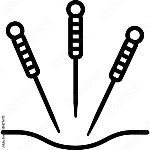 Acupuncture needles outline icon vector