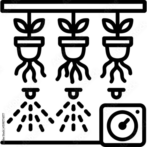 Aeroponic misting system outline icon vector