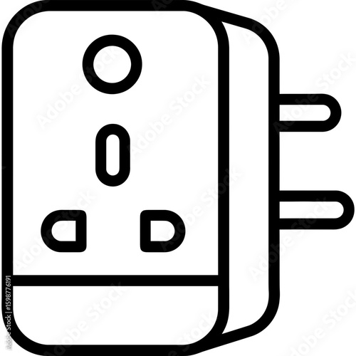 Travel adapter outline icon vector