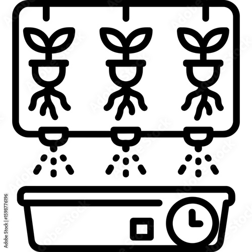 Aeroponic misting system outline icon vector