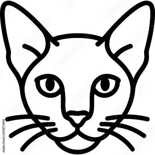 Colorpoint shorthair cat head front view outline icon vector