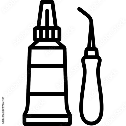 Cement tube with applicator outline icon vector