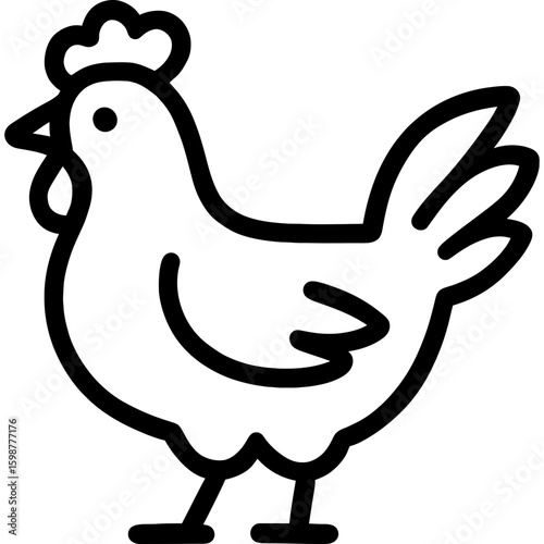 Chicken outline icon vector