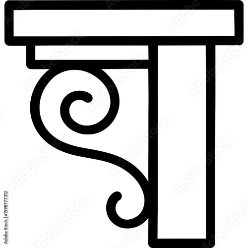Corbel bracket support element outline icon vector